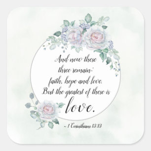 1 Corinthians 13:13 Faith Hope Love, Bijbelverse Vierkante Sticker
