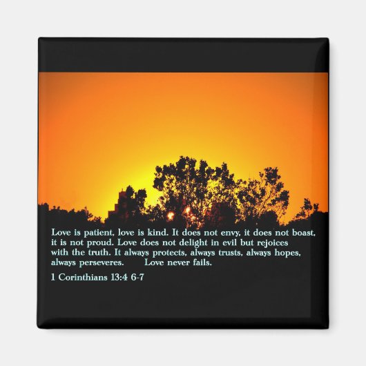 1 Corinthians 13:4 6-7 Sunset Magneet (Voorkant)