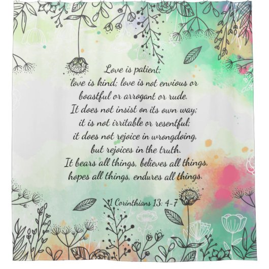 1 Corinthians 13: 4-7 Douchegordijn (Voorkant)