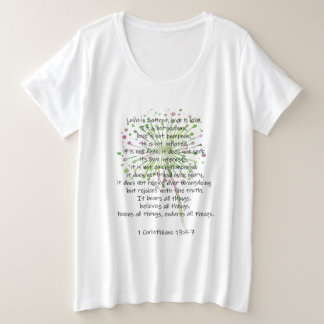1 Corinthians 13: 4-7 Grote Maat T-shirt