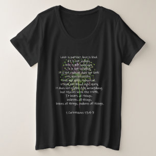 1 Corinthians 13: 4-7 Grote Maat T-shirt