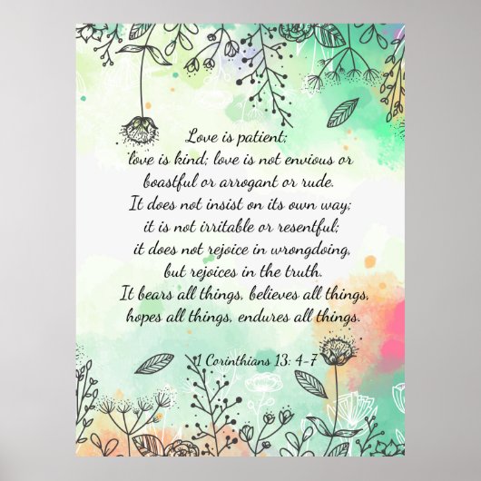 1 Corinthians 13: 4-7 Poster (Voorkant)