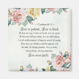 1 Corinthians 13:4-8 Love is Patient, Love is Type Magneet