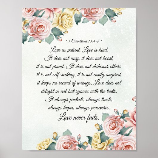 1 Corinthians 13:4-8 Love is Patient, Love is Type Poster (Voorkant)