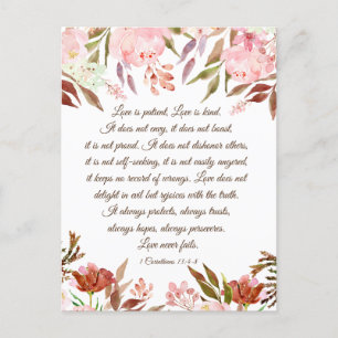 1 Corinthians 13:4-8 Love is Patient Wedding Briefkaart