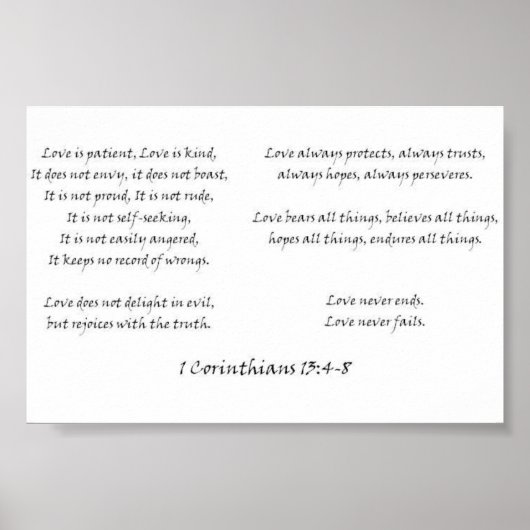 1 Corinthians 13:4-8 Poster (Voorkant)