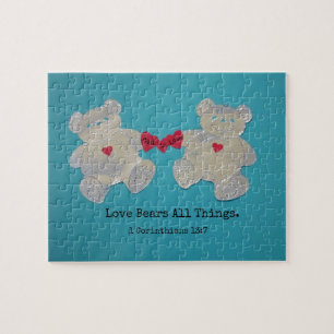 1 Corinthians 13:7 Liefde beren alles. Legpuzzel