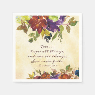 1 Corinthians 13:7 Love faalt nooit Autumn Floral Servet