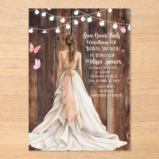 1 Corinthians 13:8 Bridal Shower Invitation (Recto)