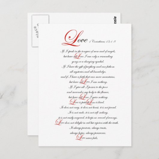 1 Corinthians 13 Briefkaart (Voorkant / Achterkant)