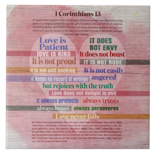 1 Corinthians 13 - Liefde Tegeltje (Voorkant)