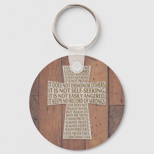 1 Corinthians 13 Love Chapter Rustic Cross Sleutelhanger (Voorkant)