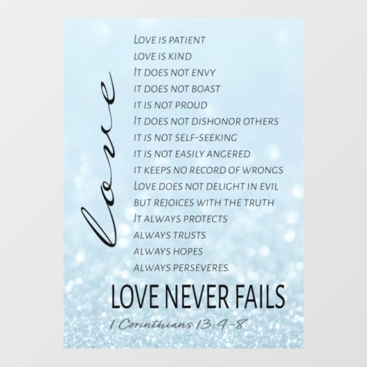 1 Corinthians 13 Love is Bible Verse Raamsticker (Vel)