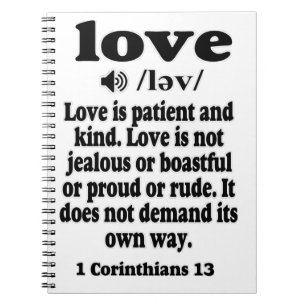 1 Corinthians 13 Love is geduldig en aardig Notitieboek