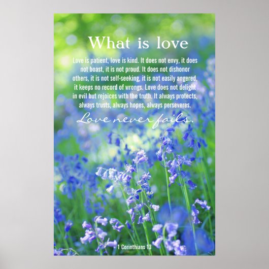 1 Corinthians 13, prachtig poster van blauwe gorde (Voorkant)