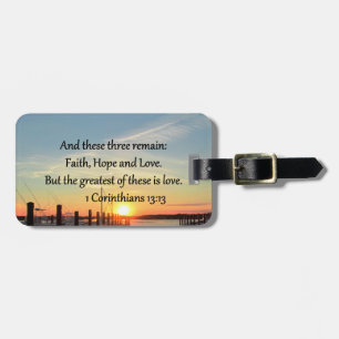 1 CORINTHIANS 13 SUNSET ONTWERP BAGAGELABEL