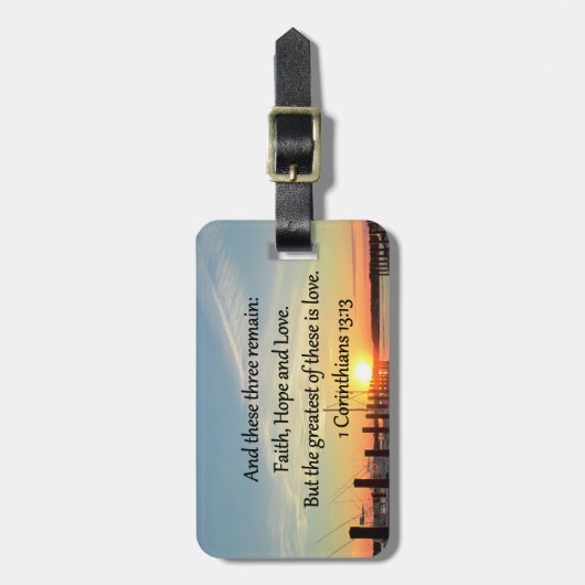 1 CORINTHIANS 13 SUNSET ONTWERP BAGAGELABEL (Voorkant verticaal)