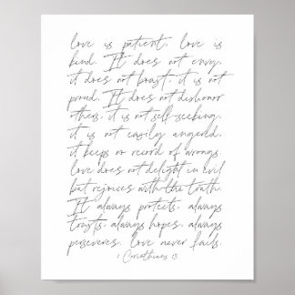 1 corinthians 13 thin script poster