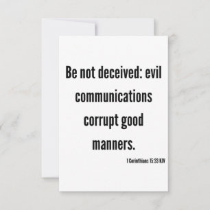 1 Corinthians 15:33 KJV Bijbelverse platte groet Kaart