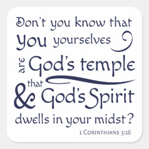 1 Corinthians 3:16 Je bent Gods tempel Vierkante Sticker