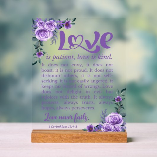 1 Corinthiens 13:4-8 L'amour est Patient Purple Fl (Neutre)