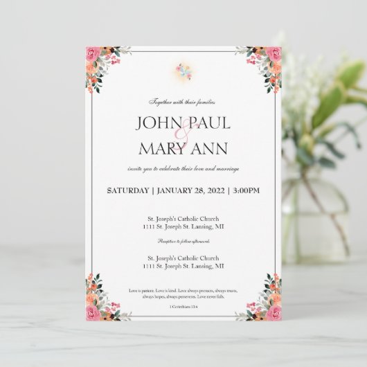 1 Corinthiens 13:4 Mariage Invitation (Debout devant)