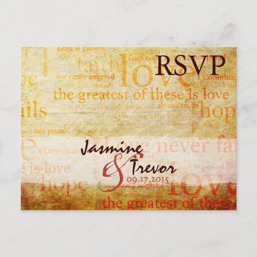 1 Corinthiens 13 Carte postale RSVP avec repas (Devant)