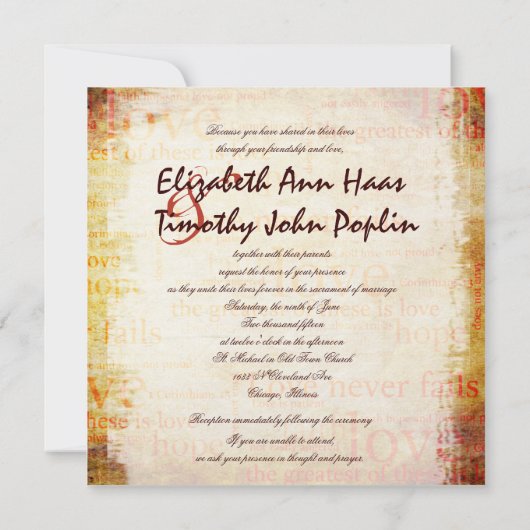 1 Corinthiens 13 Faire-part de mariage (Dos)