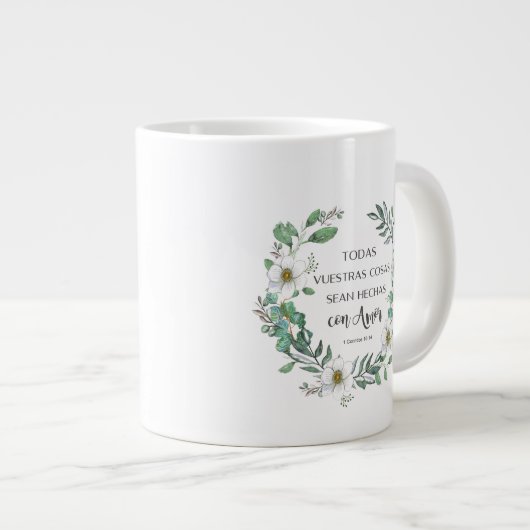 1 Corintios mug Extra Grote Beker (Voorkant rechts)