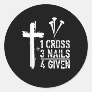 1 Cross 3 nagels vergeven Jezus Christelijke Pasen Ronde Sticker