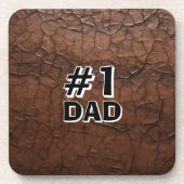 #1 Dad Leather-look Bier Onderzetter (Voorkant)