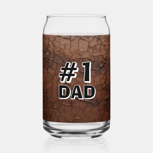 #1 Dad Leather-look Blikvorm Glas (Achterkant)