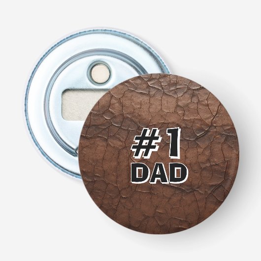 #1 Dad Leather-look Button Flesopener (Voorkant)