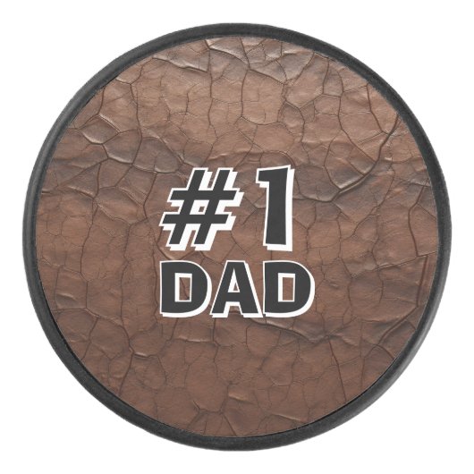#1 Dad Leather-look Hockey Puck (Voorkant)