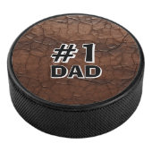 #1 Dad Leather-look Hockey Puck (3/4)