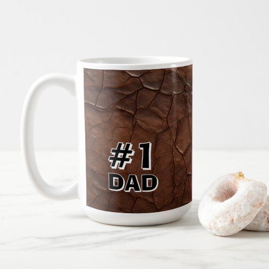 #1 Dad Leather-look Koffiemok (Met donut)