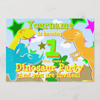 1 dinosaurus Birthday Party nodigt uit Kaart