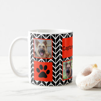 #1 Dog Dad Photo Collage Black and White Zig Zag Koffiemok