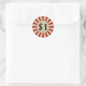 $1 (Dollar) Rond Glanzend Prijs Label (Tas)