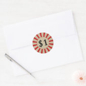 $1 (Dollar) Rond Glanzend Prijs Label (Envelop)