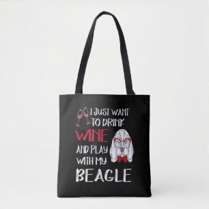 1 Drink wijn en speel met mijn beagle Draagtas