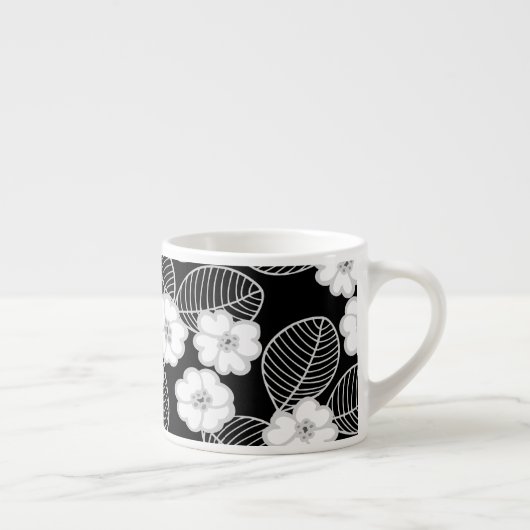 1 Espresso Mok Damask Floral Grijs Zwart Wit (Rechts)