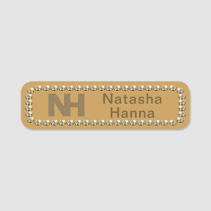 1" Étiquette nominative en or bling Natasha Hanna 
