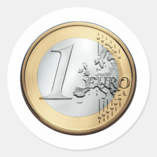 1 EURO Munt Ronde Sticker