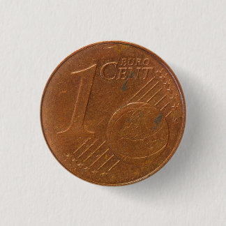 1 eurocent muntknop ronde button 3,2 cm