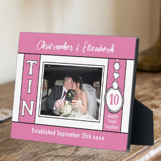 1 foto 10e jubileum roze fotoplaat