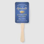 1 Foto-Afstuderen Elegant Blue Gold White, geborst Handwaaier (Voorkant)