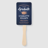 1 Foto Afstuderen geborsteld marineblauw wit koper Handwaaier (Voorkant)