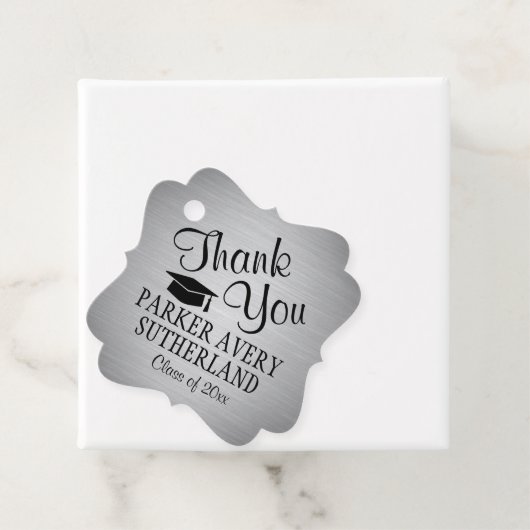 1 Foto Afstuderen Hartelijk dank Silver & Black Fa Bedankjes Labels (In situ)