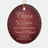 1 Foto ALLE Jubileum Cheers geborsteld rood & goud Keramisch Ornament (Links)